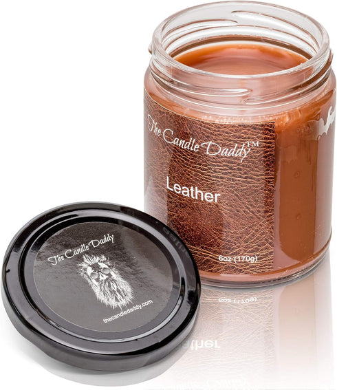 Leather Candle, 6 oz Jar Candle, Up to 40 Hour Burn Time