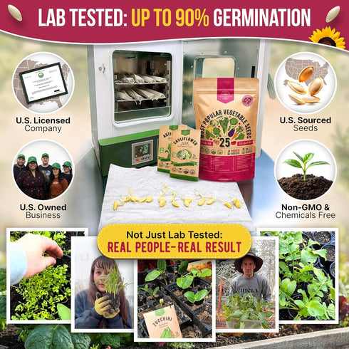25 Pack 16,850+ Packets, Organo Republic Vegetable Seeds Variety - Non-GMO Heirloom Seeds for Planting Vegetables