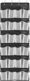 Over the Door Hanging Shoe Organizer with 24 Large Mesh Pockets - Black Shoes Holder