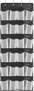 Over the Door Hanging Shoe Organizer with 24 Large Mesh Pockets - Black Shoes Holder