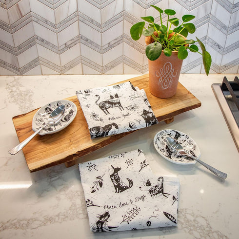 Karma Boho Spoon Rest, Black and White Ceramic Spoon Rest for Countertop