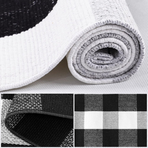 uxcell Buffalo Check Rug, 51"x24", Plaid Outdoor Layered Door Mat for Front Porch/Runner/Bedroom/Kitchen