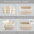 Large Rectangle Blankets Basket, 22"x17"x12" Woven Cotton Rope Storage Basket for Nursery Toy Basket, White Brown
