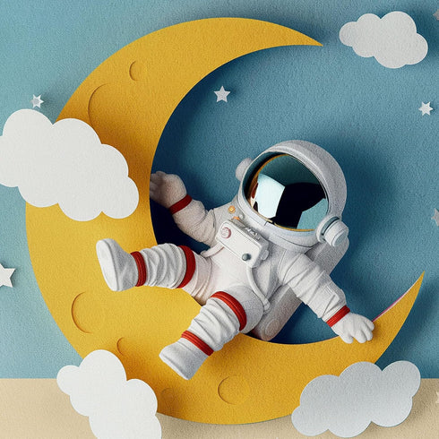 4 Framed Space Astronaut Cool Wall Art for Nursery Decor, Piece Modern Space Themed Canvas Prints Artwork for Walls