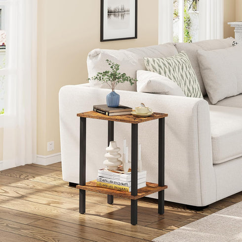 TUTOTAK End Table, Side Table, Nightstand, 2-Tier Storage Shelf, Sofa Side Table