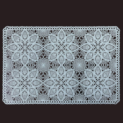 CAIT CHAPMAN HOME COLLECTION Solid Rigid Lace Vinyl Placemats, Blue Turquoise, Set of 4