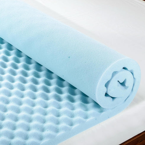 Best Price Mattress 2 Inch Egg Crate Memory Foam, Cooling Gel Infusion Twin Mattress Topper, Blue