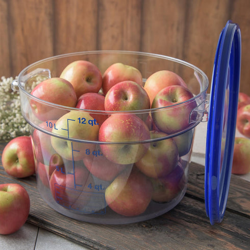 Carlisle FoodService Products Storplus Round Food Storage Container, 12 Quart, Clear, Stackable Design