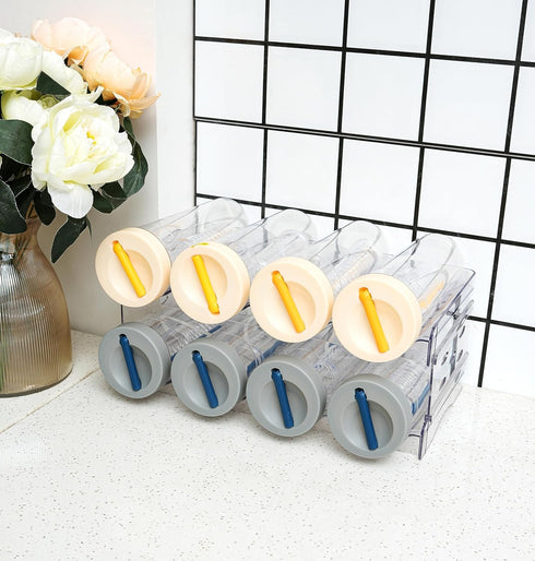 IEEK 2 Pack Stackable Wine and Water Bottle Holder, Clear Plastic Organizers for Fridge, Cabinet, Pantry, Holds 8
