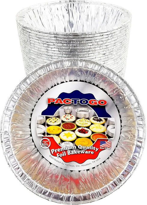 PACTOGO Disposable Aluminum 5 3/4" Meat Pot Pie Extra Deep Pan Baking Tin, Pack of 50