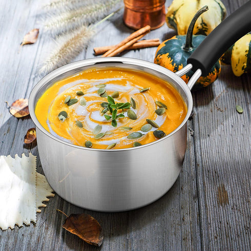 Herogo 1 Quart Saucepan with Lid, 18/10 Stainless Steel Small Pot for Gas Electric Stove Top