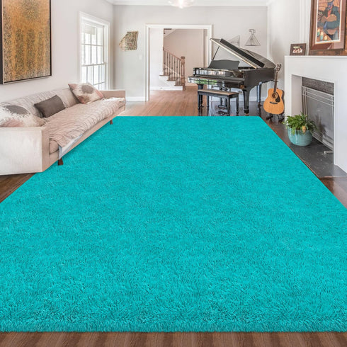 8x10 Big Blue Fluffy Rug Shaggy Area Rug,Large Area Rugs for Boys Bedroom Livingroom, Soft Cute Baby Play Mat, Indoor