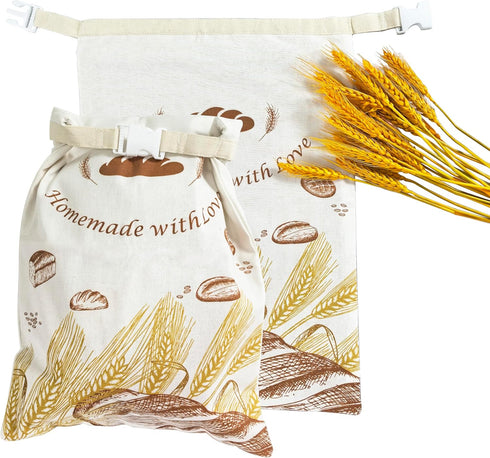 Cazlon Eco-Friendly Linen Beeswax Bread Bags Reusable, Sustainable Storage for Homemade Bread, Sourdough,