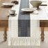 14 36 Inch 36 Inches ZeeMart Macrame Style Bicolor Stitching Table Runner, x Charcoal/Ivory, Boho Dark Grey Table