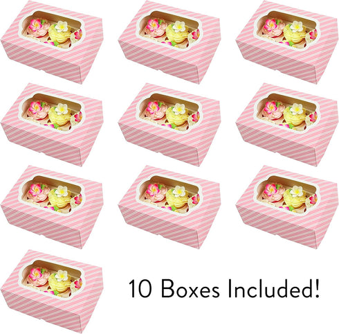 6 10 7 4 Inches, 10 Count Global Sugar Art Deep Sturdy Cupcake Box with Insert, Holds Cupcakes or Muffins, Cookie Box