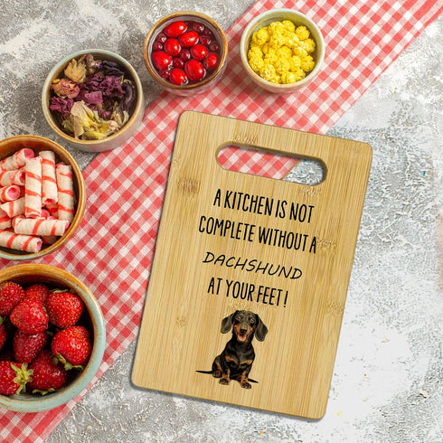 Dachshund Cutting Board, Bamboo Kitchen Decor, Gifts for Women - A Kitchen is not Complete without a Dachshund