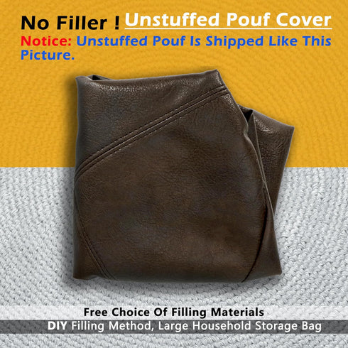 16.5Dx12H, Thgonwid Unstuffed Faux Leather Pouf Cover, Handmade Footstool Ottoman Storage Solution, Floor Footrest