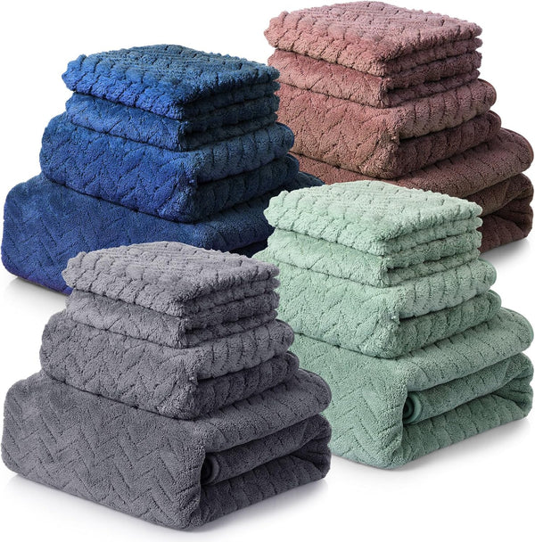Mixweer 16 Pieces Bath Towels Sets Quick Dry Towel Set for Bathroom