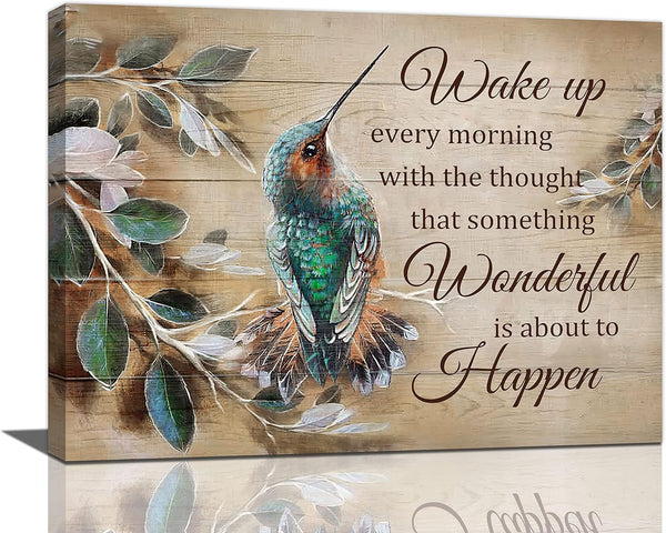 Rustic Hummingbird Wall Art Canvas Prints, Framed Modern Pictures for Bedroom, Living Room, Bathroom, 16"x12"
