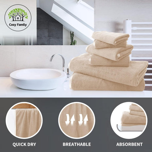 Cosy Family 8-Piece Set, 2 2 4 Microfiber Towel Bath Towels, Hand Towels, and Wash Cloths, Ultra Soft Highly Absorbent
