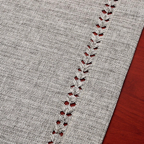 Grelucgo Handmade Hemstitch Gray Dining Table Runner, Rectangular 14 by 72 Inch