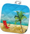 3D Rose Scene with Beach Chair and Palm Tree, Pot Holder, 8 x 8