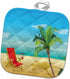3D Rose Scene with Beach Chair and Palm Tree, Pot Holder, 8 x 8
