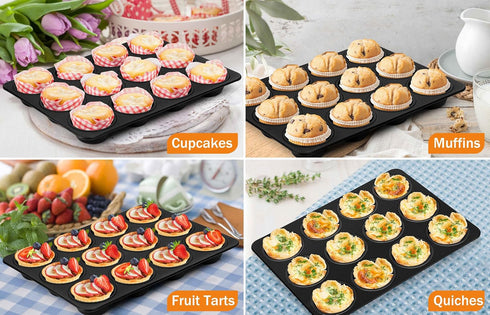 TeamFar Muffin Pan, 12 Cup Cupcake Baking Pan with Stainless Steel Core & Nonstick Coating, Oven Safe