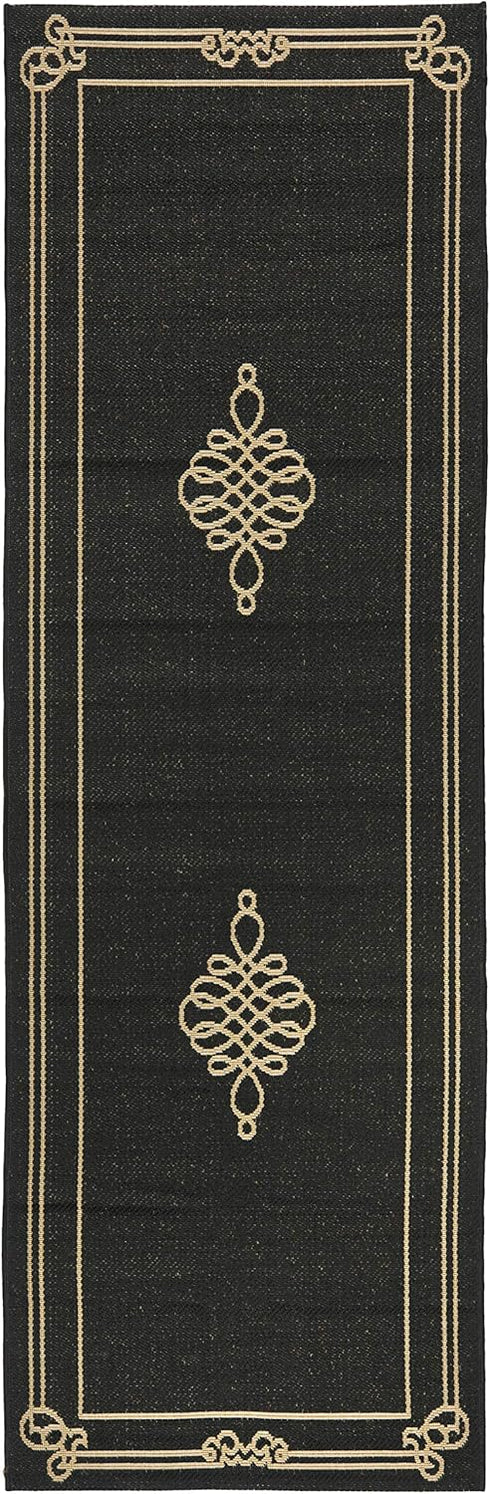SAFAVIEH Courtyard Collection 2' x 3'7" Black/Cream CY6788 Indoor/ Outdoor Waterproof Easy-Cleaning Patio Backyard Mudroom Accent-Rug by Safavieh
