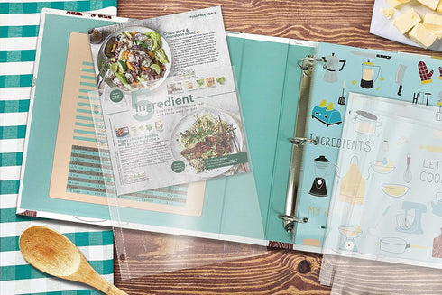 Better Kitchen Products Recipe Binder: Full Page 3 Ring Organizer Set with 50 Protectors