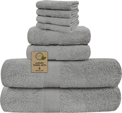 8 Set, 2 2 4 Softolle Luxury Piece Towel Bath Towels Hand Towels Washcloths, Towels for Bathroom, Home, Spa & Gym