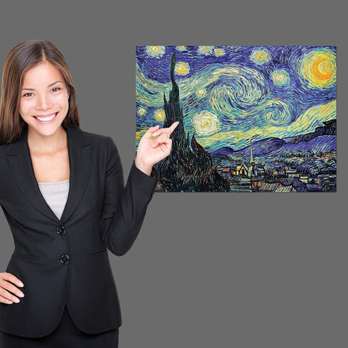 Palace Learning The Starry Night 1889 by Vincent Van Gogh, Fine Art Poster Wall Art Print, Laminated
