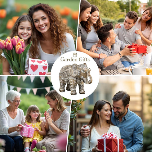 4.3" TERESA'S COLLECTIONS Boho Elephant Decor, Elephant Statues Brings Good Luck for Home Decor, Jumbo Figurines Resin