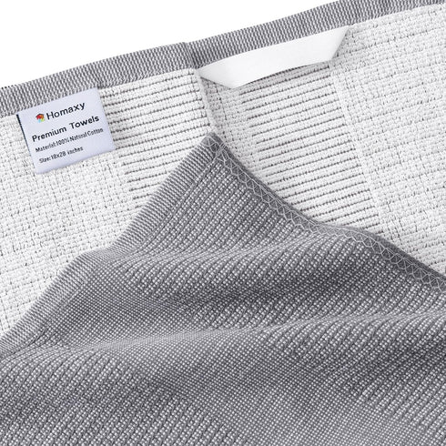 Homaxy Premium Kitchen Towels (18”x 28”, 6 Pack), Large Cotton Hand Towels, Highly Absorbent Tea Towels Set, Grey