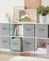 SONGMICS Set of 6 Storage Cubes, 11-Inch Non-Woven Fabric Bins with Double Handles, Foldable Closet Organizers, Cattail