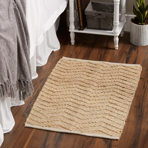 DII Woven Rugs Collection Hand-Loomed Jute, Off-White Chevron, 2x3'