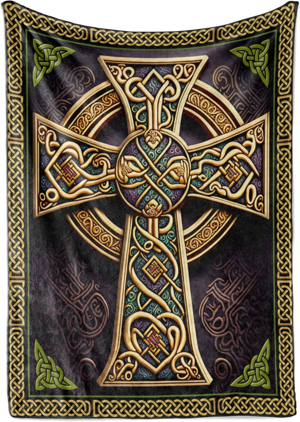 Celtic Old Rugged Cross Blanket for Adults, Decorative Home Decor Tapestry or