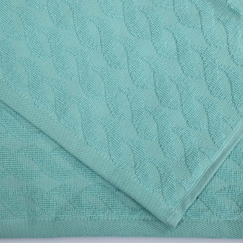 Superior Turkish Cotton Jacquard Solid 12-Piece Washcloth/Face Towel Set, Quick Dry Decorative Towels for Home