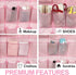 Pink Over the Door Shoe Organizer for Girls, Women, Kids Room | Hanging Rack with 24 Large Pockets & 4 Sturdy Hooks