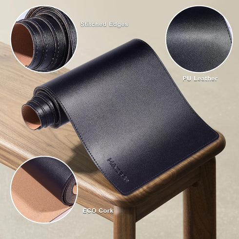 70.8 7.9 MAIDERN x Narrow Table Cover, Reversible Leather & Cork Console Table Mat, Long Slim Table Protector for Sofa