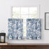 Victoria Park Toile Tailored Tier Curtains, Blue, 68-Inch by 30 Inch