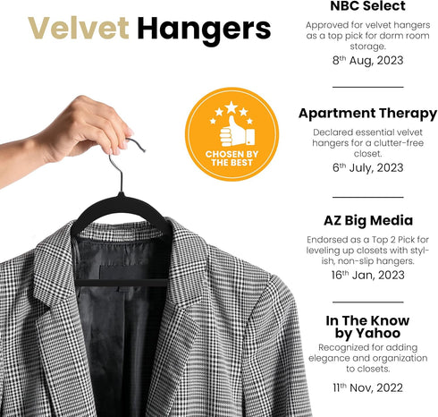 Utopia Home Velvet Hangers, 30 Pack, Non-Slip Suit Hangers with 360 Degree Rotatable Hook, Black