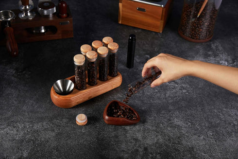 Walnut Coffee Bean Dosing Cup and Spray Bottle Kit for espresso enthusiasts, Coffee Bar Accessories,Take coffee beans