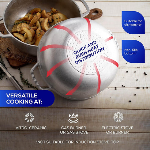 Universal Small Caldero, 4 Cups - 1.3 QT Stainless Aluminum Pot with Lid, Ideal for Rice and French Fries