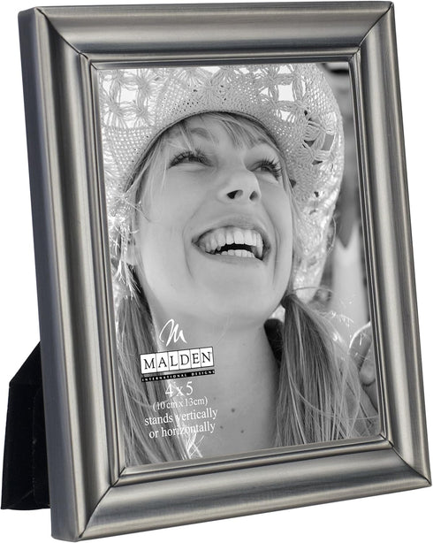 Malden International Designs Concourse Pewter Metal Picture Frame, 4x5, Silver - 192-45