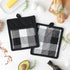 DII Tri-Color Check Collection Kitchen Potholder Set, 2 Piece Black