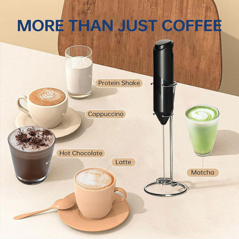 2024 YSSOA Electric Milk Frother Handheld with Stainless Steel Stand Battery Operated Whisk Drink Mixer for Coffee