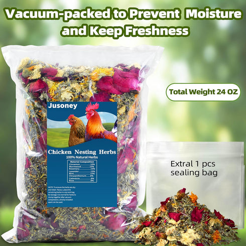 24 OZ 8 JUSONEY Nesting Herbs for Chicken Coop, Premixed Dried Herbs Nesting Pads,Chicken Coop Accessories Help Coop
