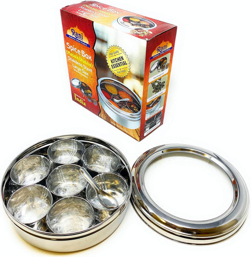 Rani Spice Box Stainless Steel Transparent Round Storage For Spices (Masala Dabba)