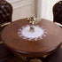 24 inches 24 White Dark Red Linen Lace Doily Round Coffee Table Topper Dresser Scarf Place Mats (Dark Red, Round)
